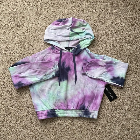 OOKIE & LALA Tie Dye Crop Hoodie NWT - XS - Picture 1 of 4